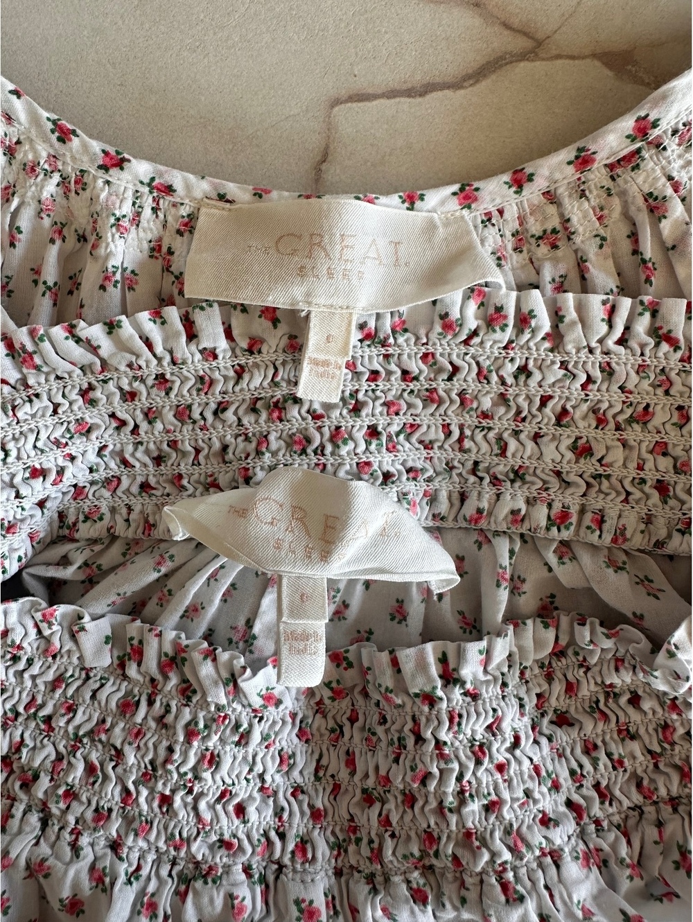 Women’s White Floral Ruffled Sleep Set - Picture 7 of 15